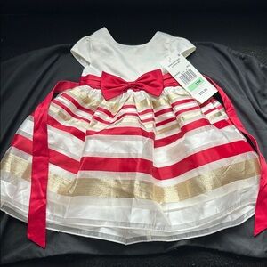 Rare Editions Red and Gold Striped Formal Dress